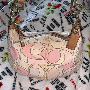 Coach Signature Pink Poppy Soho Hobo